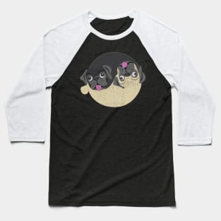 Yin and Yang Pug Design Baseball T-Shirt